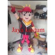 Kostum badut boboiboy hijau dan merah