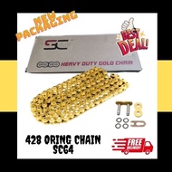 428 ORING HEAVY DUTY RACING GOLD CHAIN SC64 (132L) RANTAI ORING 428 Y15 Y16 LC135 RS150 RSX