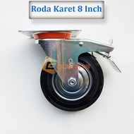 8 Inch Rubber Wheels Brake Caster Wheels Flat Wheels