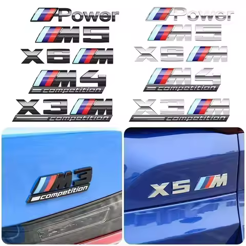 3D ABS Chrome Emblem Letters logo Car Trunk Badge Sticke for BMW M power Thunder Edition competition