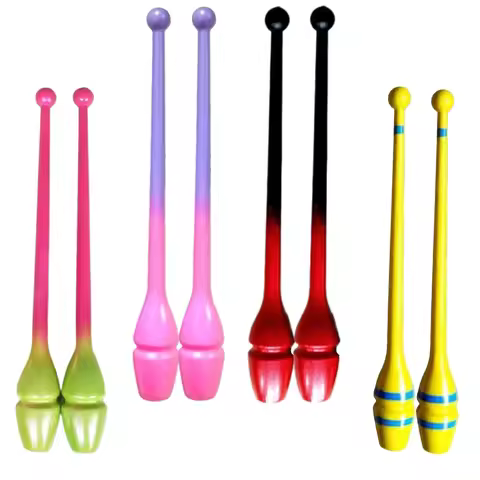 Two Tone Whole Rubber Anti-Slip Gymnastic Clubs Junior Training Dancing Stick Insertable Clubs 45cm/