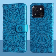 Magnetic Leather Wallet Flip Case For Itel A50C A669L A06 A669W Embossed Sunflower Phone Cover