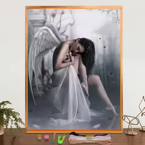 Eco-cotton Thread 11CT Angel Women Cross Stitch Full Printed Canvas Embroidery Kit Home Decor Embroi