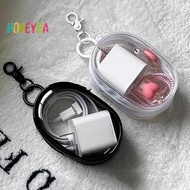 <Honeyba> al Clear Data Cable Storage Box Outdoor Travel Headset Storage Bag Data Cable Round Storag