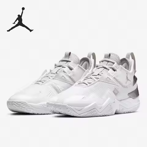 Jordan One Take 1 Westbrook Shock-absorbing Anti-slip Mid-top Retro Basketball Shoes For Men In Whit