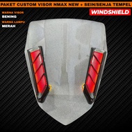 PAKET CUSTOM VISOR WINDSHIELD NMAX NEW STANDAR PLUS SEIN SENJA TEMPEL LED WINDSHIELD NMAX NEW CUSTOM
