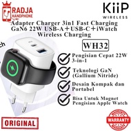 KIIP WH32 Adapter 3in1 USB + Type C + Apple Watch Wireless Charging - Fast Charging GaN 6 22W