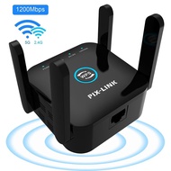 PIXLINK AC24 WiFi Repeater 1200Mbps 2.4 and 5GHz Dual Band Wireless Remote Extender Quick Setting for Home Signal Booster