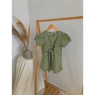 SyurgaPuteri green sage Plaid kids DRESS