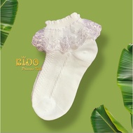 Children's Socks (With A Shop On Ratchada) S329 White Pink 2-Layer Lace Ankle
