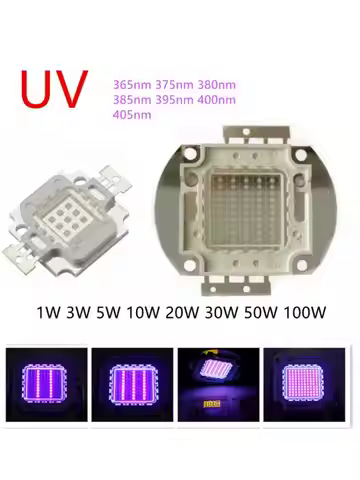 UV led 3W 5W 10W 20W 30W 50W 100W High Power Light UV Purple LED 365nm 385nm 395nm 400nm 405nm 410nm