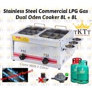 TKTT 2 x 8 Liters Stainless Steel Commercial Gas Oden Cooker Steamboat Lok Lok Cooker Stove Dapur Yo