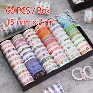 60ชิ้น/ล็อตเครื่องเขียนน่ารัก Washi เทป Scotch ตกแต่งเทปมาส์คหน้าชุด Scrapbooking Bujo อุปกรณ์สำหรับเขียนบันทึก