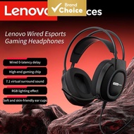 Lenovo RGB PC Fon Kepala Permainan Lenovo Kalis Air dengan Lampu RGB Fon Telinga-Telinga dengan Mikr
