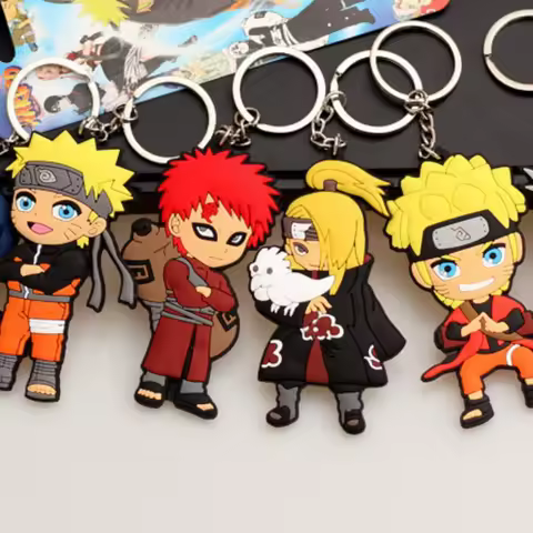 Anime Naruto Cartoon People Serie Keychain Kawaii Gaara Uzumaki Naruto Deidara Car Key Backpack Deco