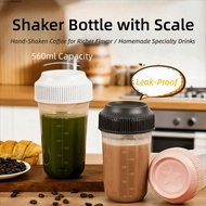 CLEIGHTEEN8H Shaker Bottle, 560ML Plastic Tumbler, Multi-functional with Scale Leakproof Coffee Mixi