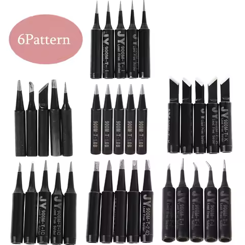 6 Pattern 5 Pcs 900M-T Copper Replacement Bevel Style Soldering Iron Solder Tip Lead-free For Hakko 