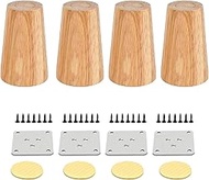 4Pcs Wooden Furniture Legs Solid Wood Tapered Replacement Furniture Feet with Pre-Drilled Gasket Mou