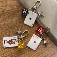 Creative keychain with dice poker pattern，Bag phone pendant decoration