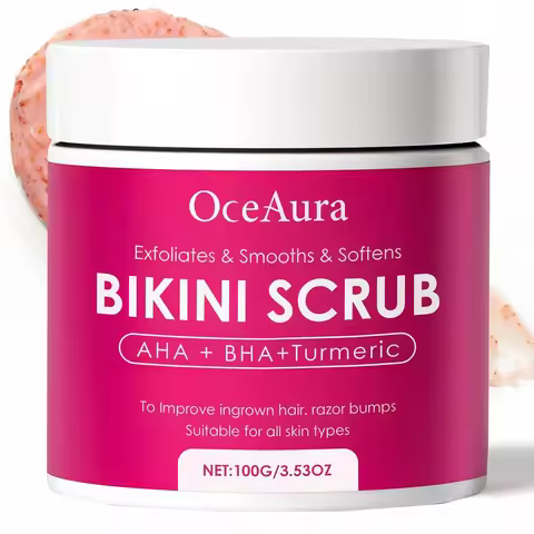 Bikini Area Exfoliator with 10% AHA+BHA & Turmeric For Bikini Underarm Area,Skin Moisturizing, Smoot