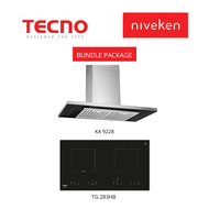 (HOOD + HOB) TECNO KA 9228 / KA9228 Chimney Cooker Hood with Decorative LED Lights + Tecno TG 283HB / TG283HB Induction-Ceramic Hybrid Hob