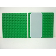 LEGO Genuine Parts - 16x16 Plate &amp; 16x16 Plate With Grey Road /Parking - Green X 1 Each