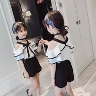 Angugu Childrens Fashion 2PCS(Blouses+Shorts)High Quality Baju Baby Girl Korean Long Shorts for Kids
