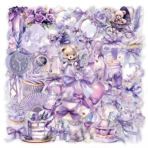 60pcs Purple Coquette Transparent PET Graffiti Stickers, for Phone Case Laptop Notebook Suitcase Ska