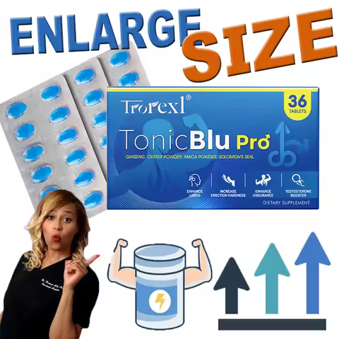 TonicBlu Pro Blue Tablets Male Enhancing Natural Oyster & Ginseng Pills Support Enhanced Vitality, S