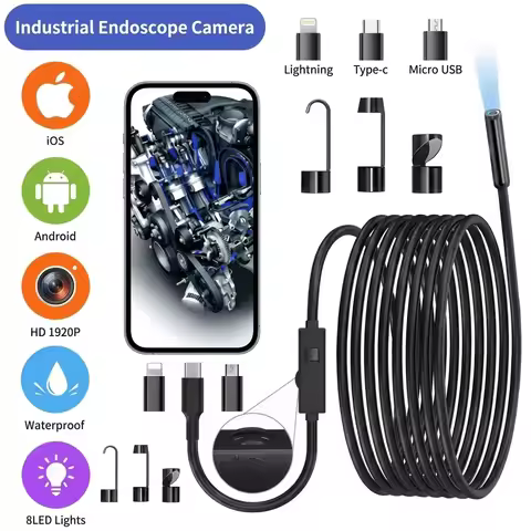 1920P HD 3 in 1 Endoscope Camera for iPhone Android Type-C HD IP67 Waterproof Borescope Single/Dual 