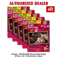 Polaris Glossy Photo Paper Papers 4R Size, 4x6 inches, 20 Sheets / Pack, 240gsm - 5 Packs