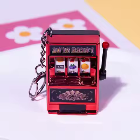T4MD Pocket Casino Miniature Fruit Slot Machines Keychain Bag Pendant Entertainment Accessory Gift f