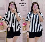 KEMEJA SALUR JUMBO LENGAN PENDEK LD 120 XXXL / PAKAIAN ATASAN WANITA BIGSIZE LENGAN PENDEK MOTIF SAL