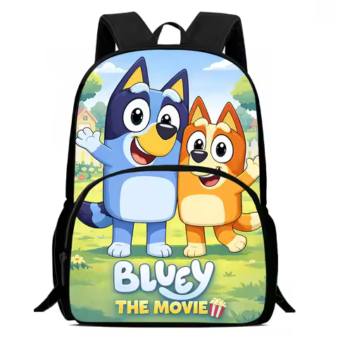 Bluey Cartoon Backpack for Kids Boys Girls Age 3-12 - School Bag with Front Pocket & Adjustable Stra