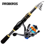 Proberos 1pc 1.5/1.8/2.01/2.4M Carbon Fiber Fishing Rod, 4.9/5.9/6.9/7.9FT Plastic Telescopic Fishing Pole With/Without Fishing Reel, Fishing Gear