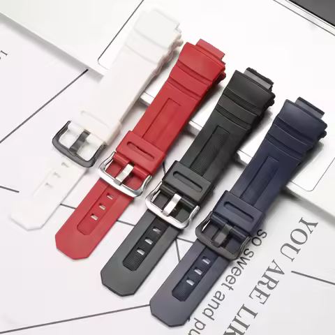 Silicone Strap For Casio AW-591 590 5230 282B AWG-M100 101 G-7700 7710 Men's Waterproof Sports Watch