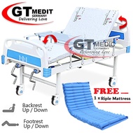 Double Crank 2 Turn Function Medical Home Care Hospital Nursing Bed Dining Table / Tilam Katil + Ripple Air Mattress