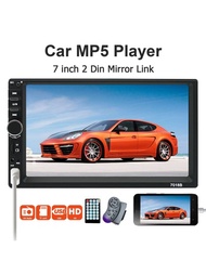 2 Din 7 寸汽車收音機 Mp5 多媒體播放器,自動 Fm Usb Aux 聲控鏡像高清觸摸屏,帶方向盤控制的汽車立體聲音頻