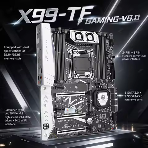 HNZ X99-TF GAMING V6.0 Motherboard Intel C612 LGA2011-3 Xeon E5 CPU DDR4/DDR3 128GB Quad Channel M.2