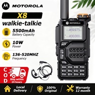 Motorola X8 Walkie Talkie 10W AM/FM 5500mAH Dual Band VHF/UHF One-Click Frequency Measurement 200ch 
