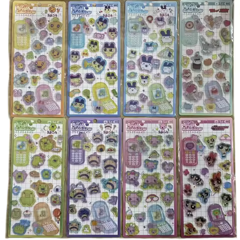 18pcs Cuddly Tamagotchi 3d Crystal Relief Stereo Sticker Diy For Mobile Phone Decor Sticker Friend H