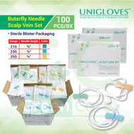 Unigloves Scalp Vein Set Butterfly Needle 21G / 23G / 25G Per Box/100 pieces