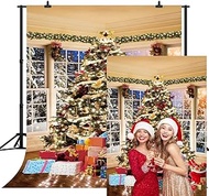 CapiSco Christmas Photography Backdrop Interior Glitter Christmas Tree Gift and Beautiful Forest Outside The Window at Night Background for Kids Xmas Party Portrait Photo Backdrop Decoration 6X8ft