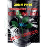 HDPE Poly Pipe 20MM  PN16 X 100M Sirim Approved / Poly Pipe Tebal
