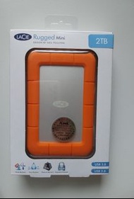 95%新LaCie Rugged Mini 2TB外置硬碟USB-C 帶盒過保