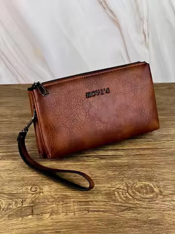 Fashion Simple Retro Men's Clutch Bag Wallet Business Large Capacity Clutch Bag Double Compartment Z