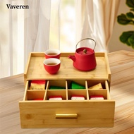 [Vaveren] Wooden Tea Bag Organizer Grid Station Chest Decor Space Saving Accessories Tea
