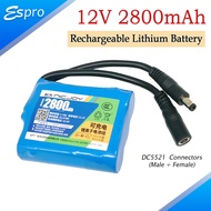 12V 2800mAh Portable Super Rechargeable Lithium-ion Battery Pack DC 12.6V 2.7Ah / DC Male + Female C