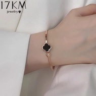 17KM Elegant Four Leaf Clover Bracelet for Women Gold Silver Bangle Accessories Jewelry