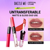 DAZZLE ME 2 In 1 Matte & Gloss Lip Cream Duo No Transfer Lip Cream+Lip serum  (1.5g + 1.3g) Krim dan